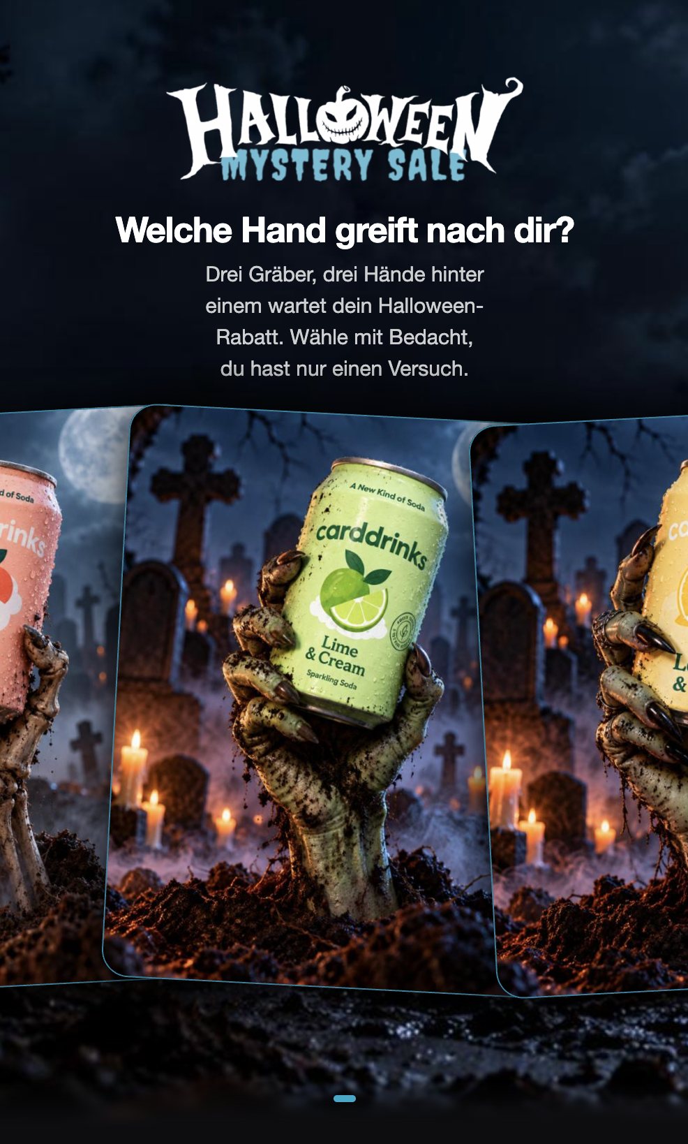 Halloween mystery sale card: Welche Hand greift nach dir?