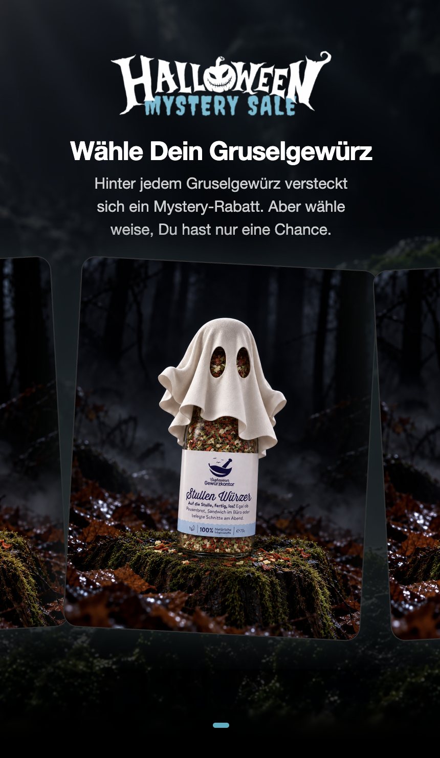 Halloween mystery sale card: Wähle Dein Gruselgewürz